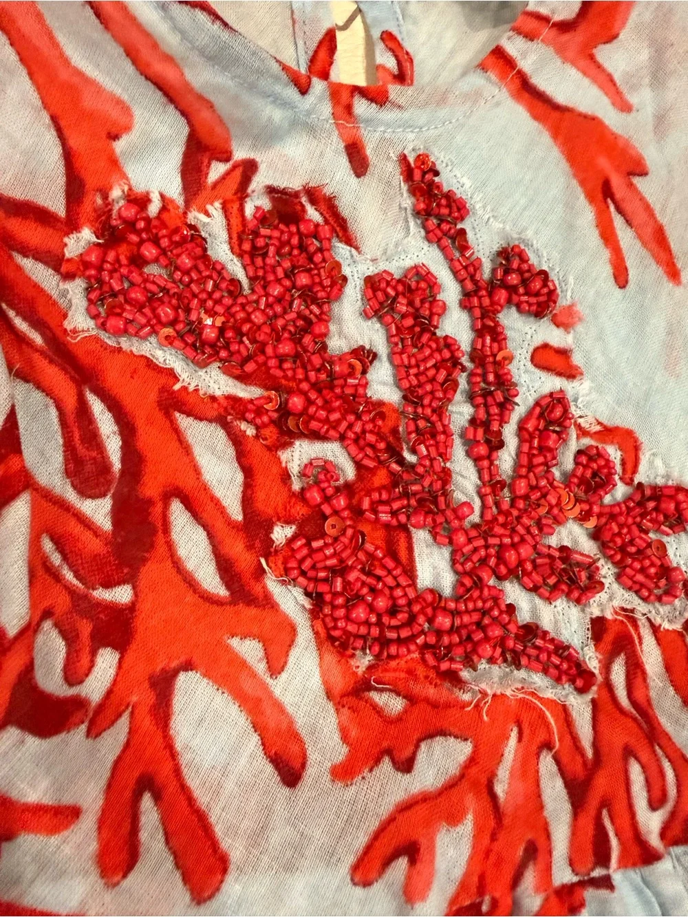 Antica Sartoria Blue & Red Coral Pattern Dress